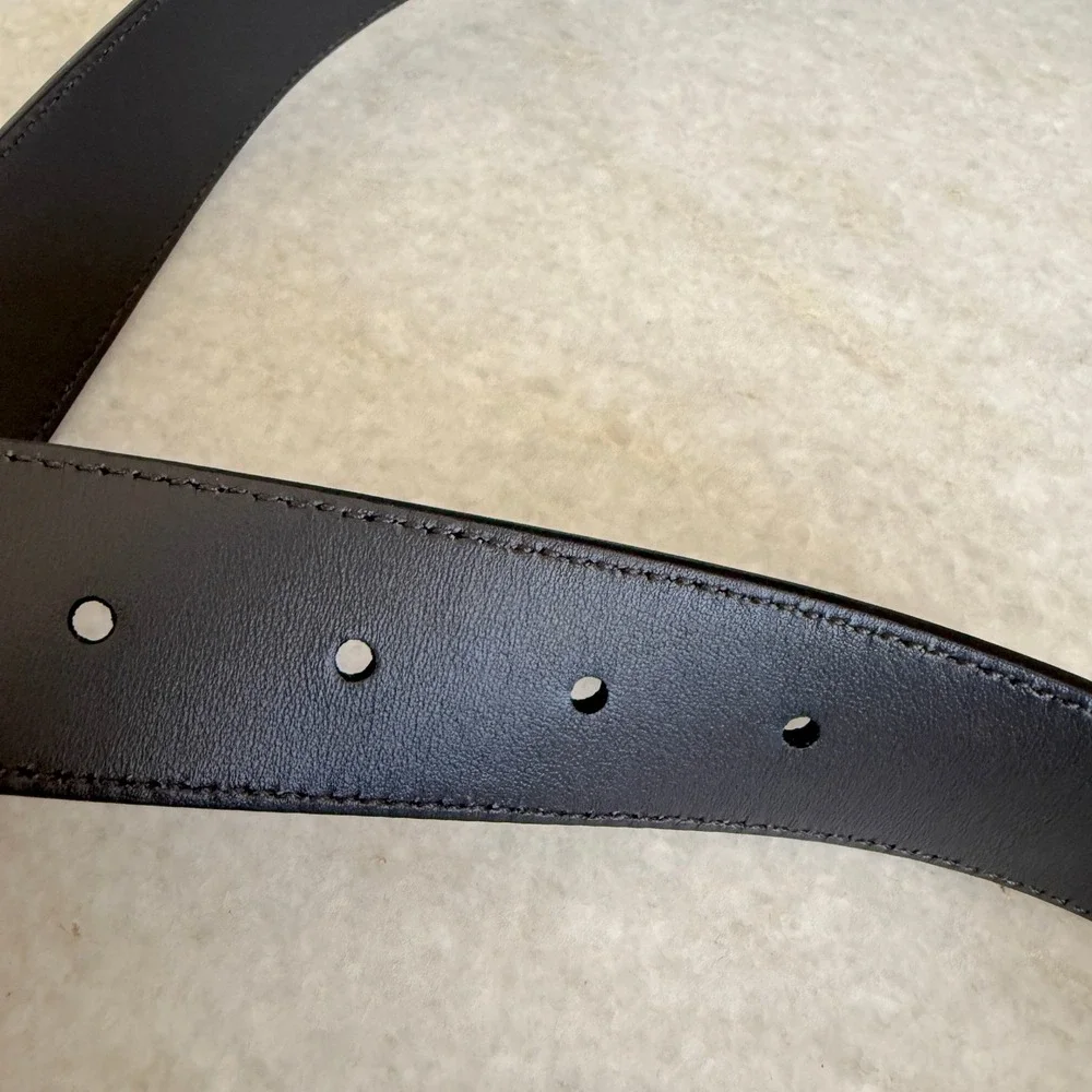 Prada 2CM275 Men's Saffiano Leather Antracite Gray‎ Belt silver buckle, 105cm
